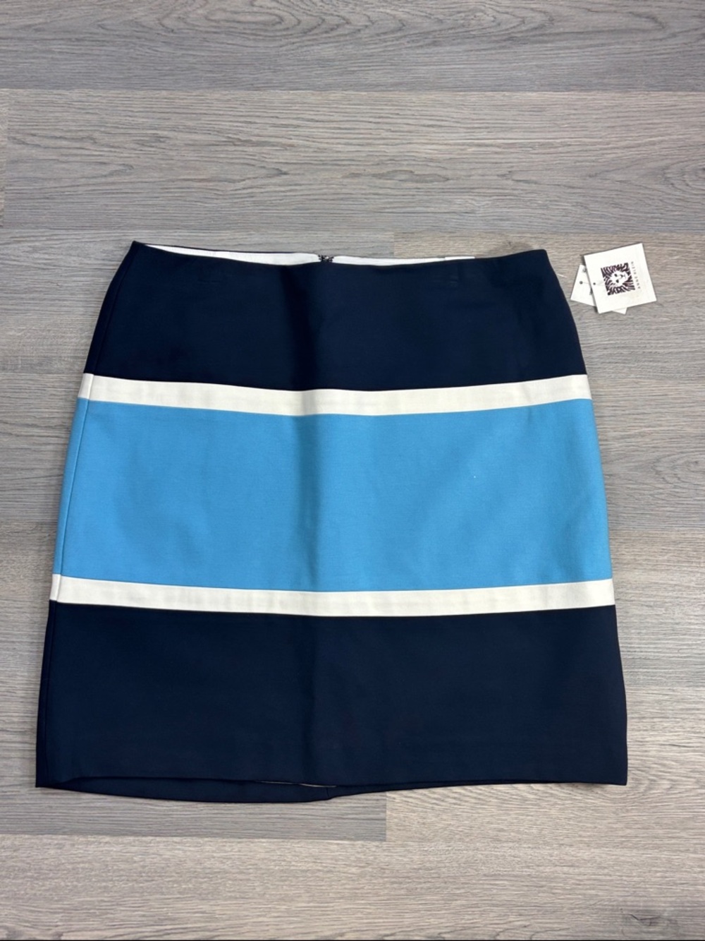 Anne Klein Colorblock Blue Lined‎ Skirt - 14 NWT